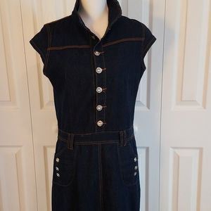 Y2K Vintage Jean Dress w/Jeweled Metal Buttons